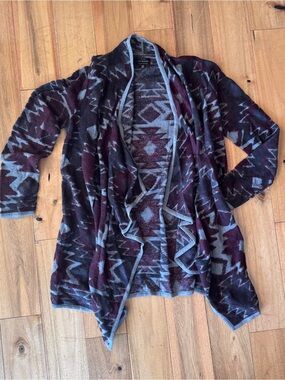 Lucky Brand Aztec Draped Cardigan - Purple & Gray size Medium
